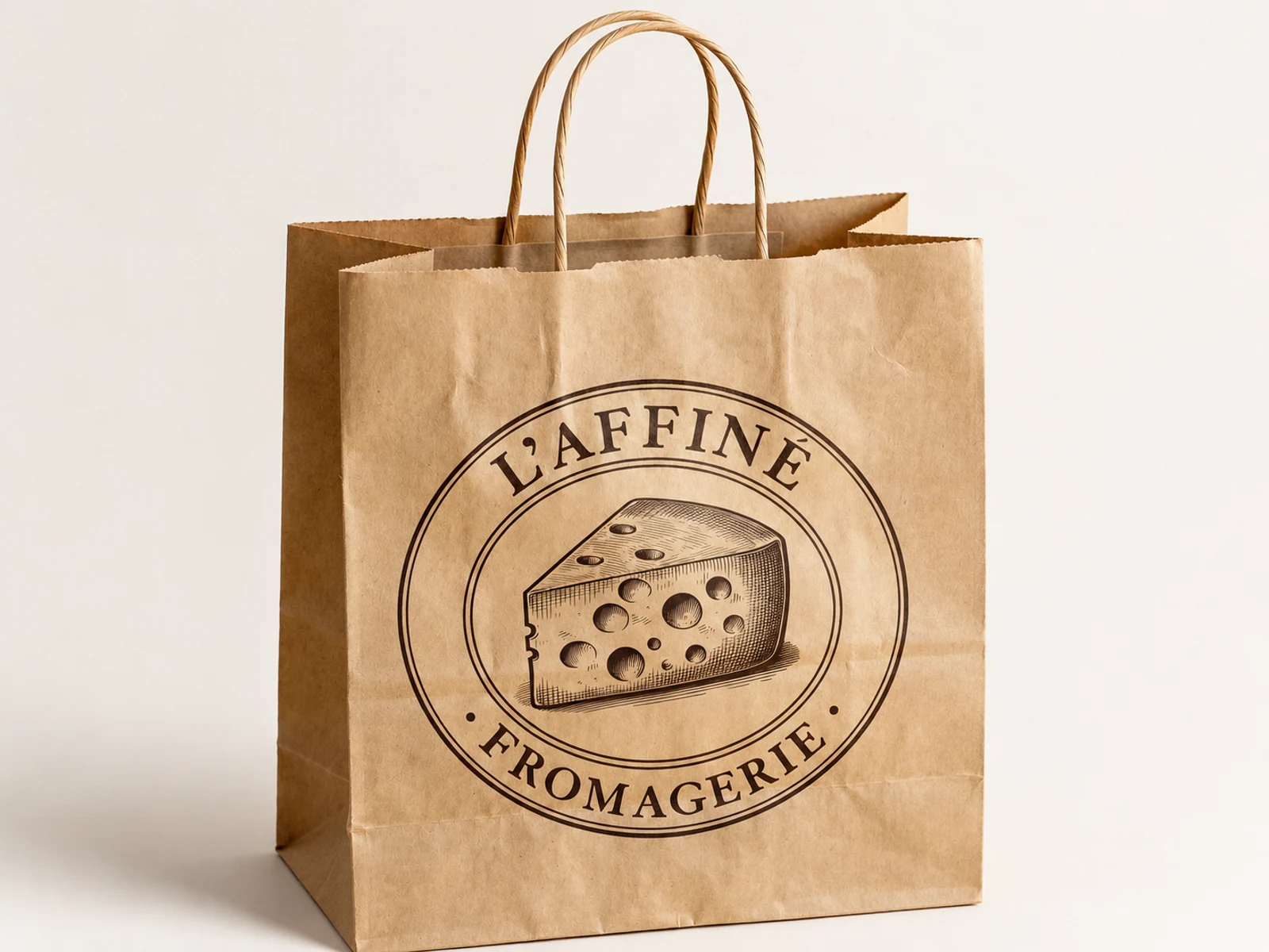 Custom printed kraft paper bags with handles for takeaway and retail